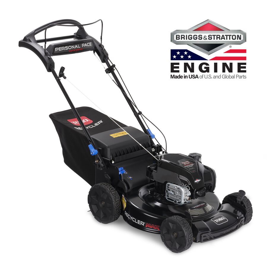 toro 22 in recycler max w personal pace smartstow spin stop gas lawn mower 21486