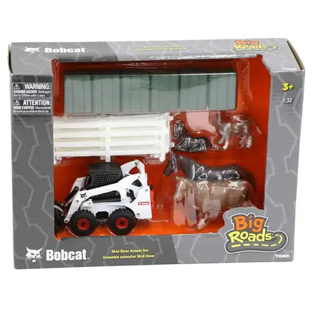 1:32 Bobcat Skid Steer Loader Farm Animal Toy Set