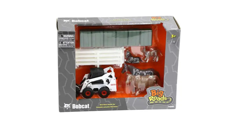 1:32 Bobcat Skid Steer Loader Farm Animal Toy Set