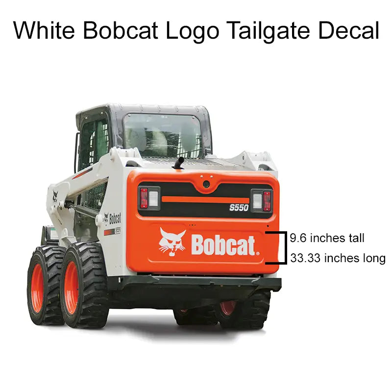 9.6 x 33.33 White Bobcat Logo Tailgate Decal for Loaders