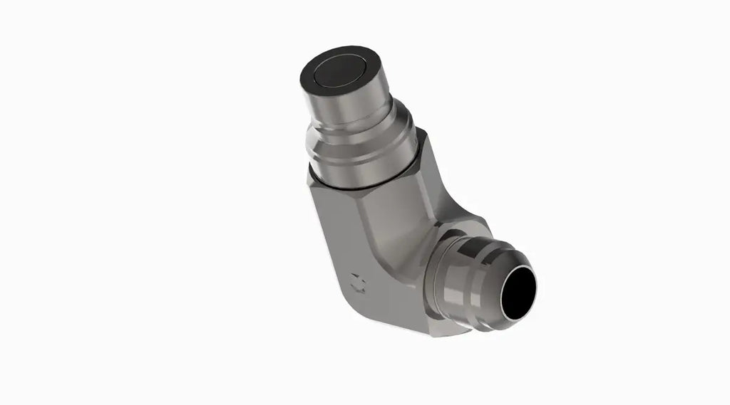 90 Degree Flat Faced Male Coupler, 1/2" body, 1-1/16" JIC thread