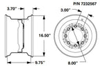 16 5 x 9 75 standard wheel rim for skid steer loaders