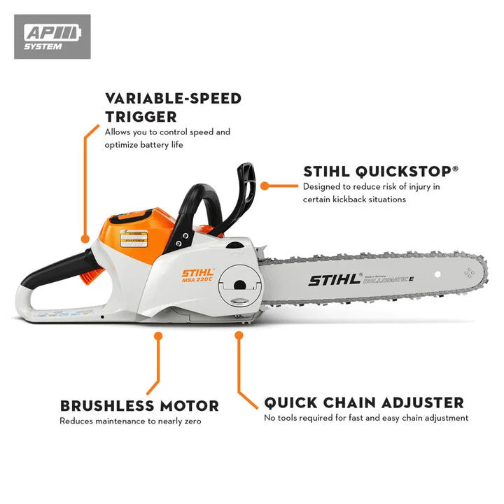 stihl msa 220 c b battery powered chainsaw ma03 200 0014