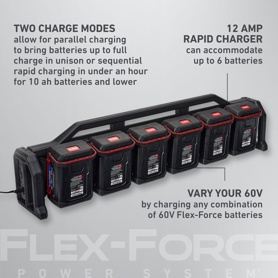 toro 60v max flex force 12a 6 pod charger 66550